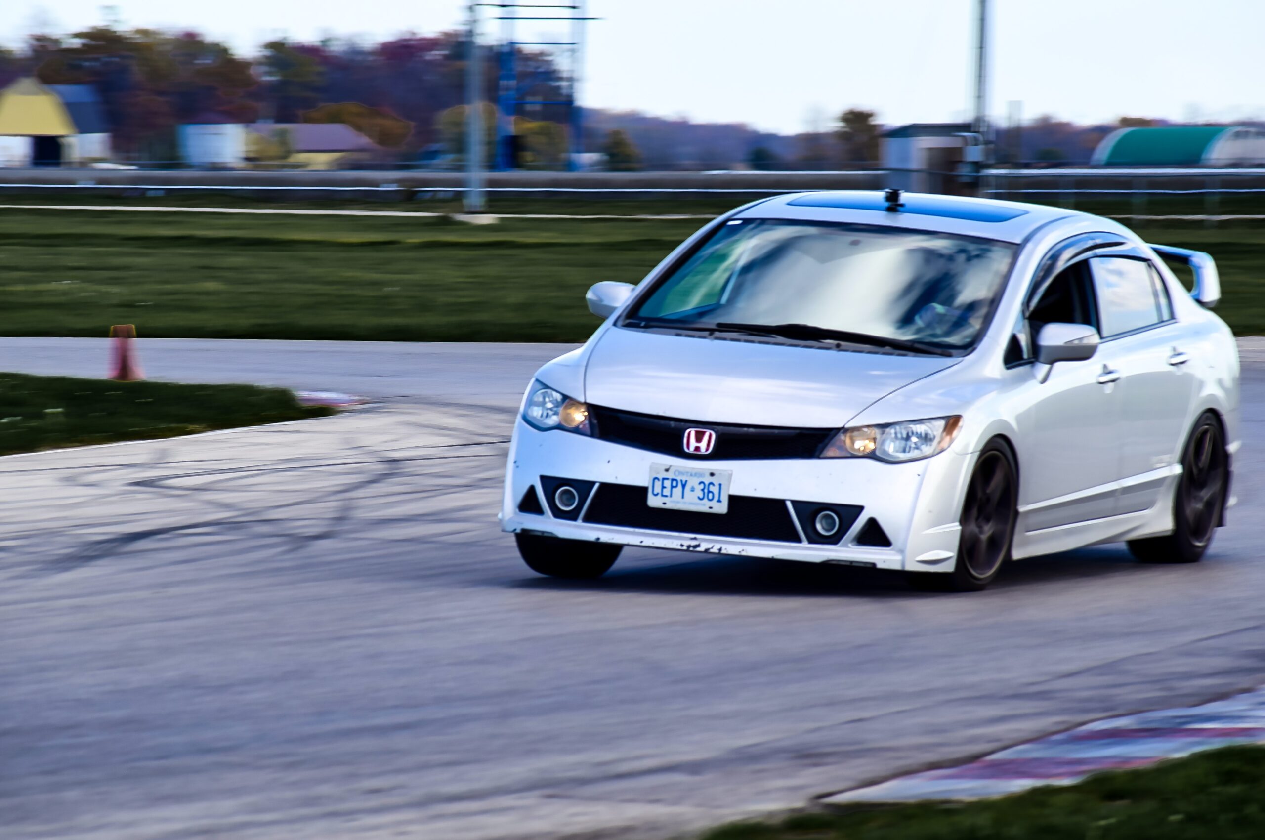 Honda Civic racing on track